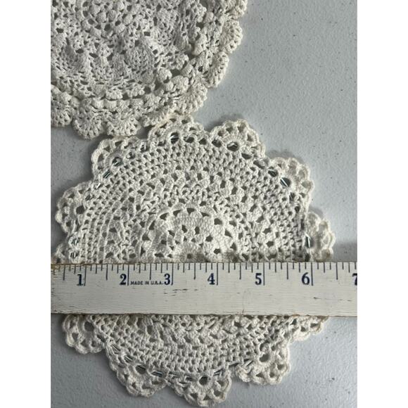 Handmade Crochet Doilies on Metal Rings Set of 5 Cotton Multicolor - Picture 6 of 11